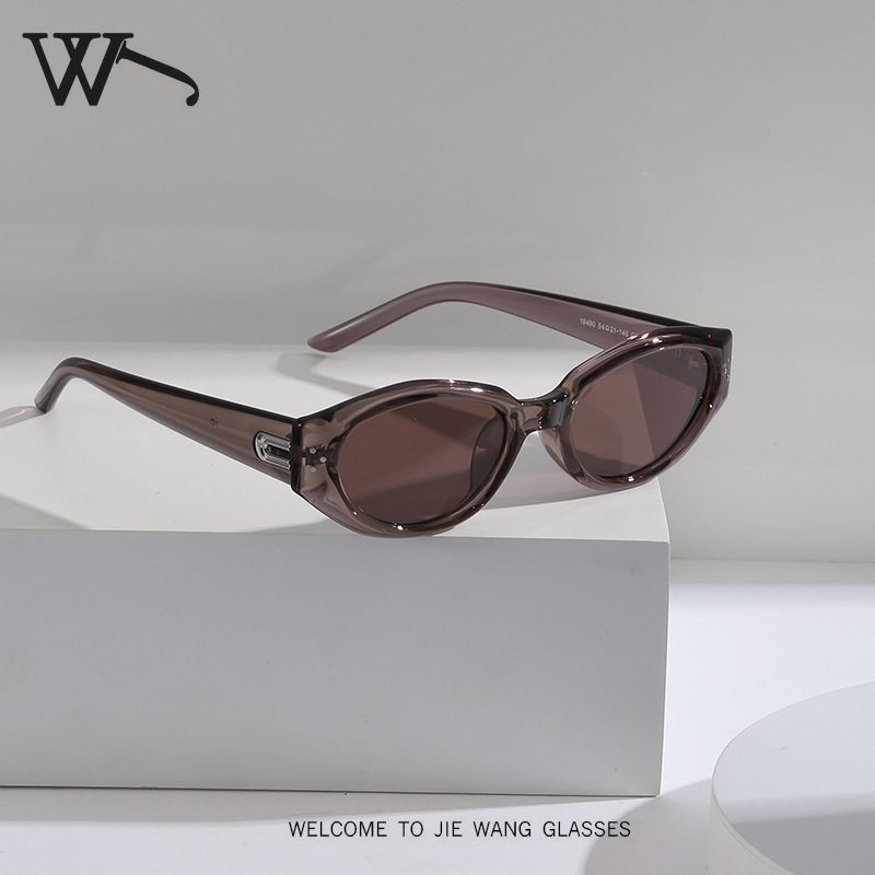 New brown small frame polarized sunglasses for women, oval sunshade sunglasses for men