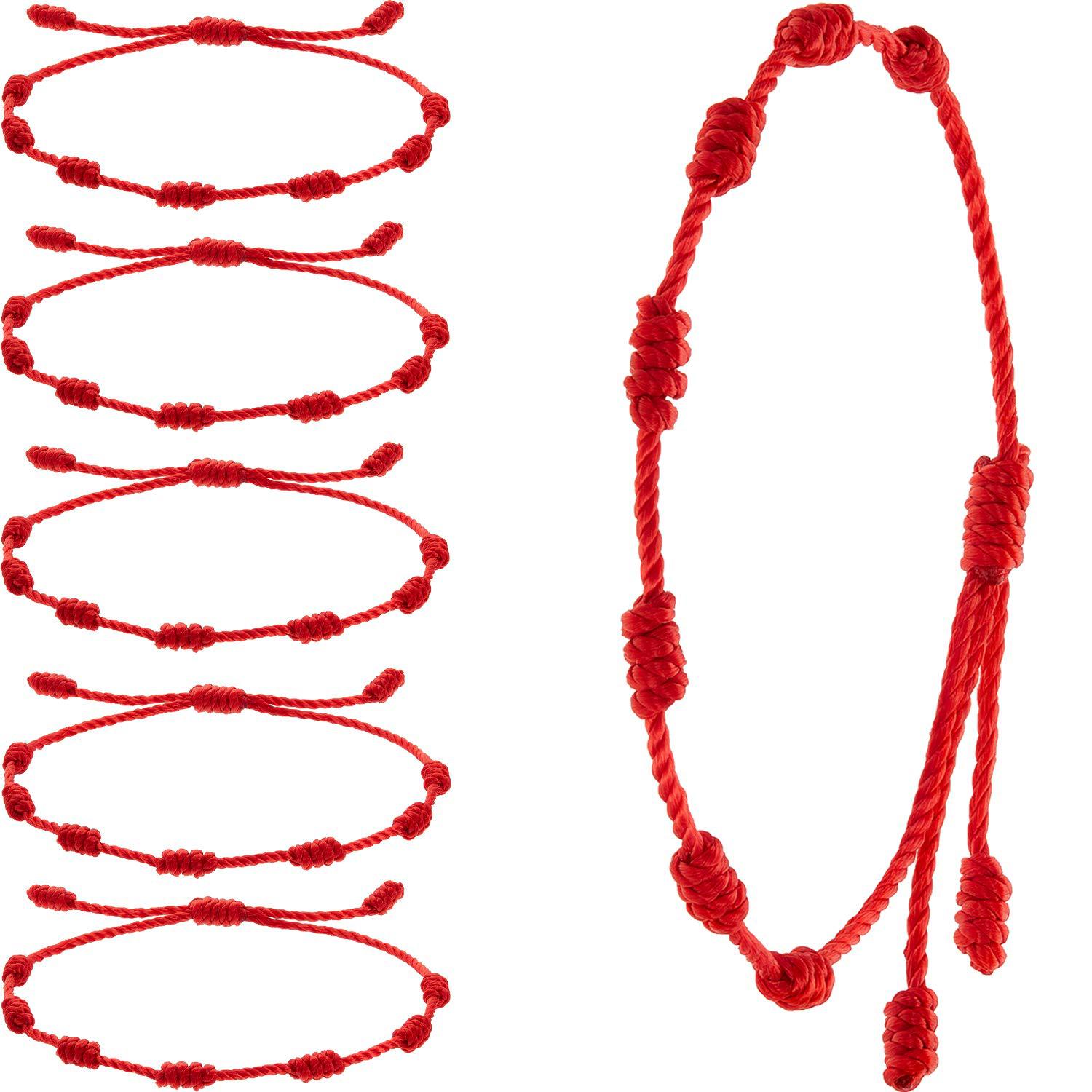 7 Knot Lucky Bracelet Handwoven Adjustable Red Rope Bracelet for Birth Year