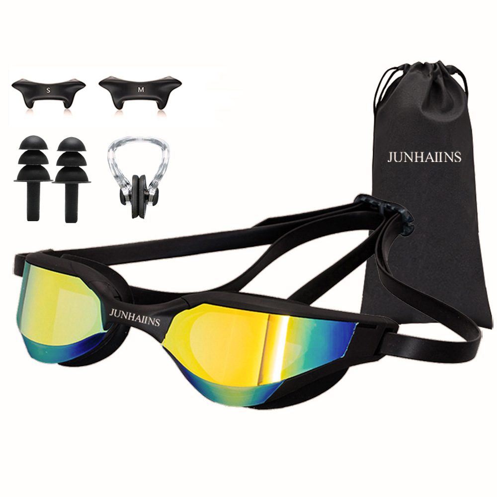JUNHAIINS Junhai swimming goggles professional men and women swimming goggles anti-fog waterproof flat light racing wide-angle