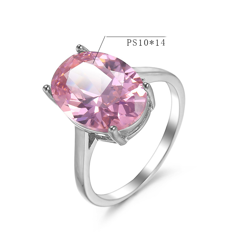 Fashion Jewelry Pink Wedding Apparel Accessories Exaggerated Large Zircon Ring