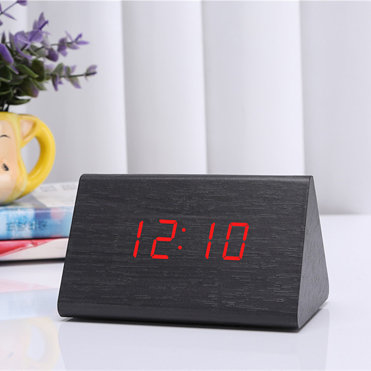 Night Light Silent Multifunctional Wooden Alarm Clock Smart LED Wooden Clock Gift Electronic Clock Quartz Clock