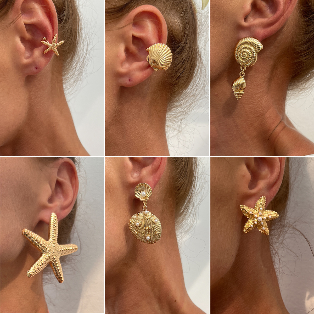 Jewelry ocean style party exaggerated star earrings vacation beach starfish metal earrings