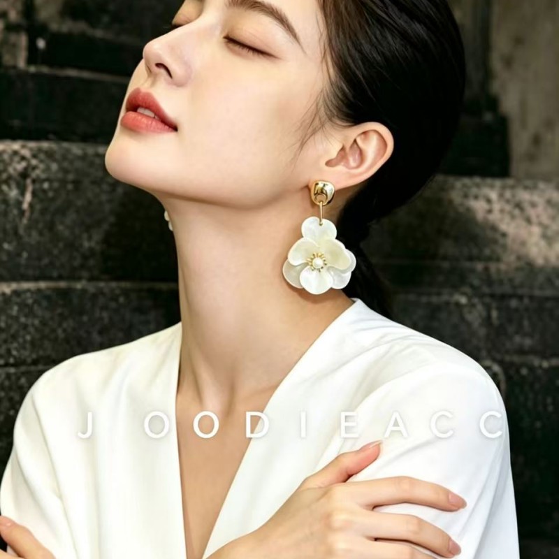 Simple Design Acetate Acrylic Flower Earrings Super Ethereal Exaggerated Petal Ear Studs