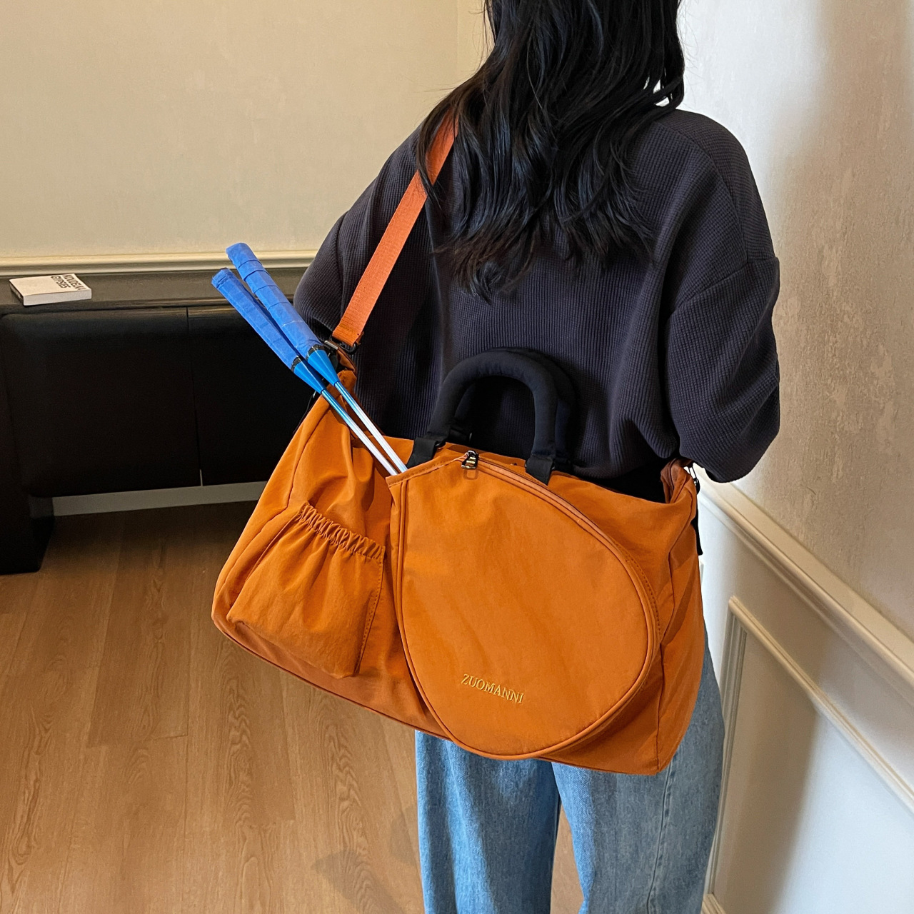Badminton Racket Bag Large Capacity Women's Crossbody Bag Sportswear Tennis Bag Men's Handheld Sports Gym Bag