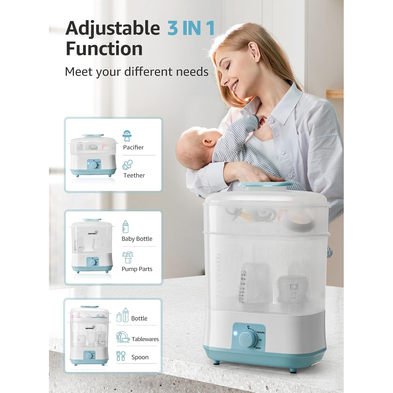 Baby Bottle Sterilizer and Dryer 2-in-1 Large Capacity for Baby