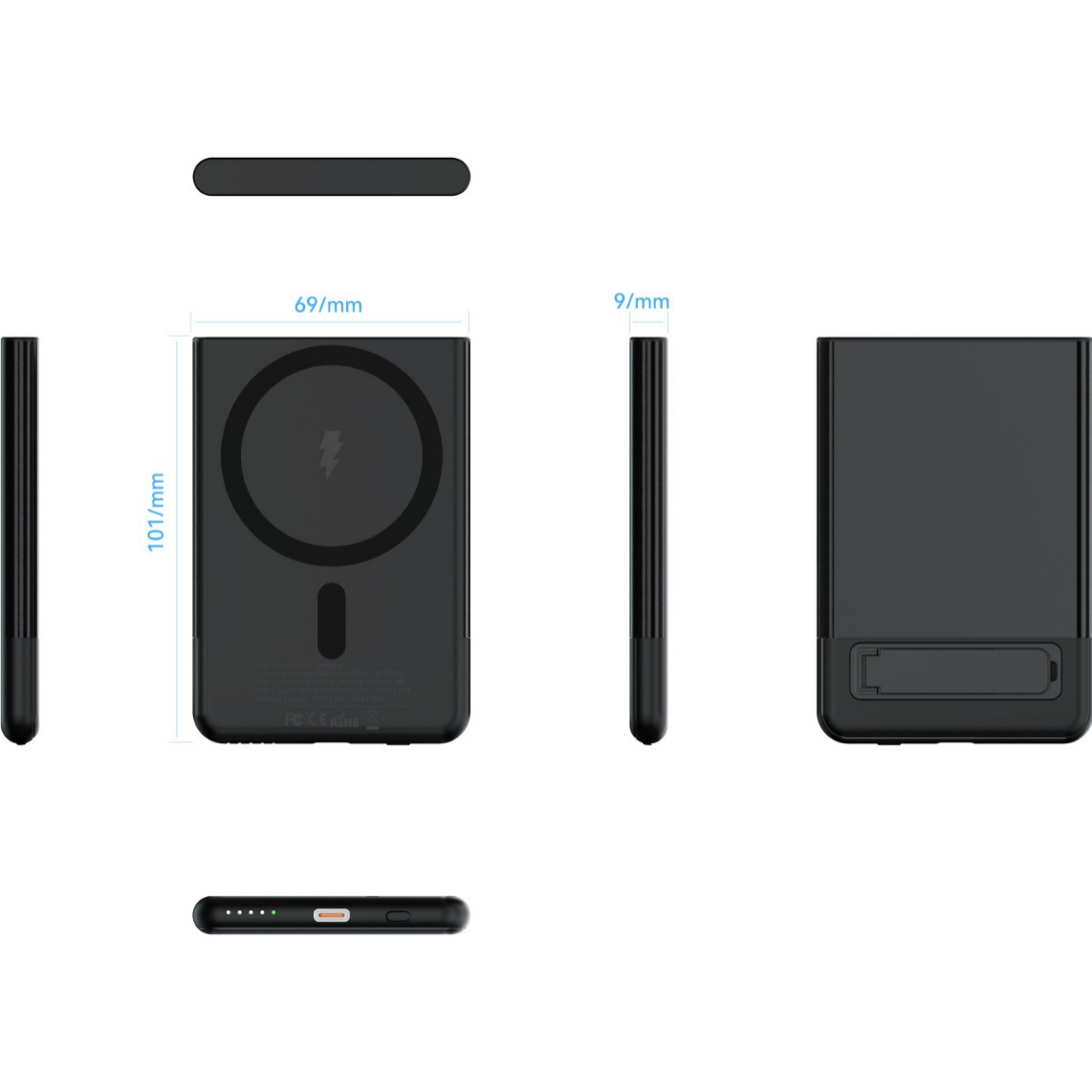 Ultra-Thin 5000mAh PD20W Fast Charge Power Bank Stand Magsafe Magnetic Wireless Charger