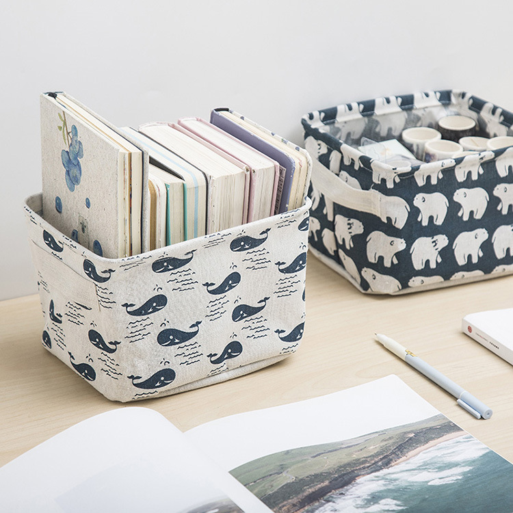 Foldable Storage Basket, Linen Desktop Storage Box, Fresh Waterproof Storage Basket, Storage Box, Storage Bag