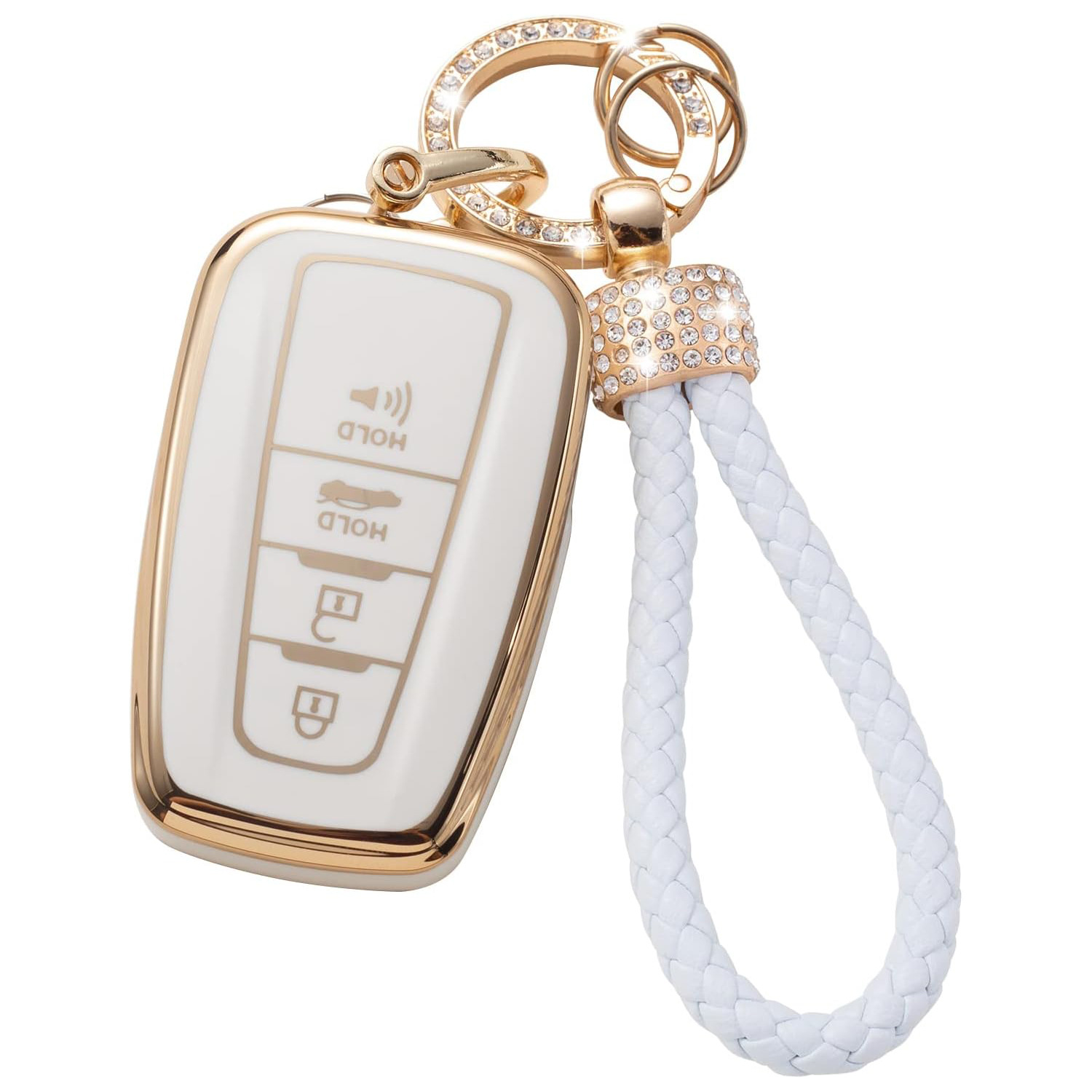 Gold Edge Car Key Case Car Key Bag Diamond Ring Pendant Keychain
