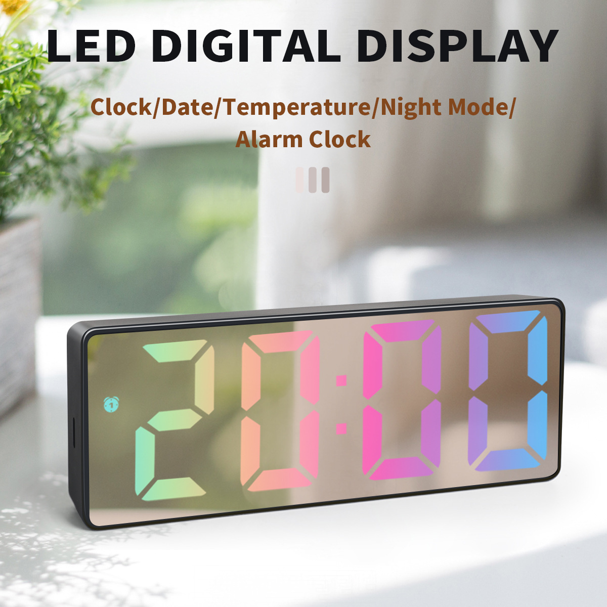 New LED mirror modern minimalist electronic alarm clock student desktop smart new large screen alarm clock