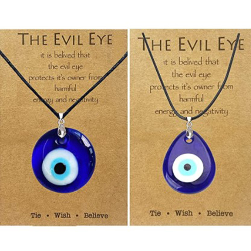 Blue Evil Eye Glass Necklace Turkish Evil Eye Pendant Charm