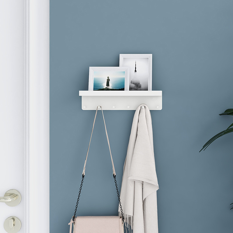 Entryway wall no-hole stainless steel key rack multifunctional seamless wall-mounted storage rack
