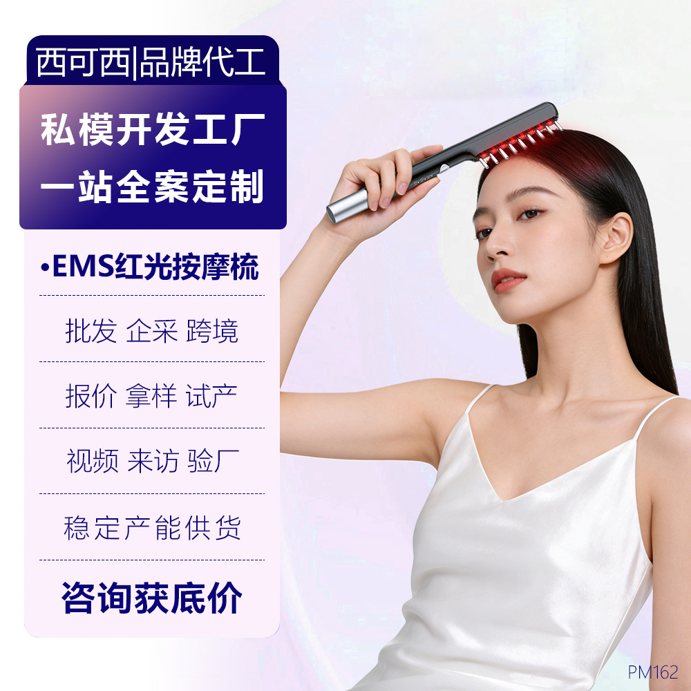 Electric Massage Comb Red Light EMS Microcurrent Vibration Essence Import Comb Scalp Applicator Head Massage