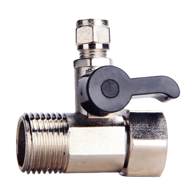 Alloy electroplated water purifier 2-point 3-point inlet three-way ball valve water purifier inlet three-way valve quick connector