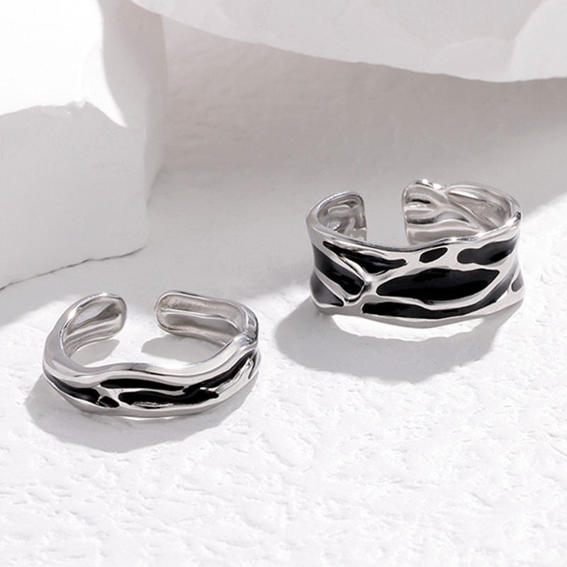 Stainless steel couple ring drip oil titanium steel open couple ring ring accessories