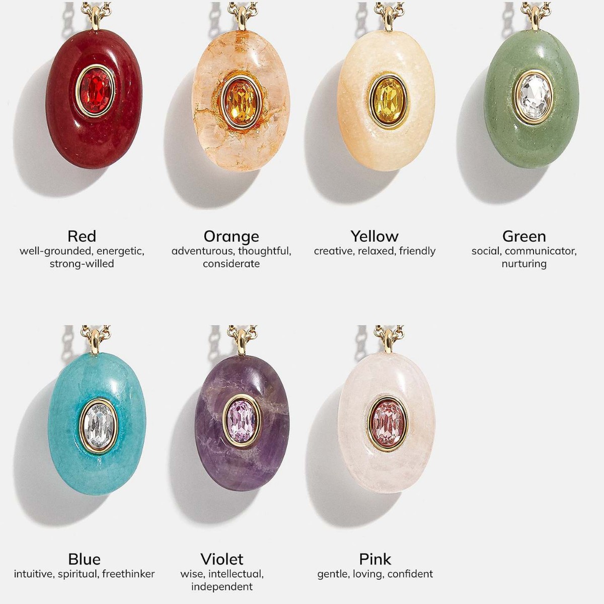 Titanium steel plated 18k gold natural stone rhinestone teardrop necklace multi-color accessory