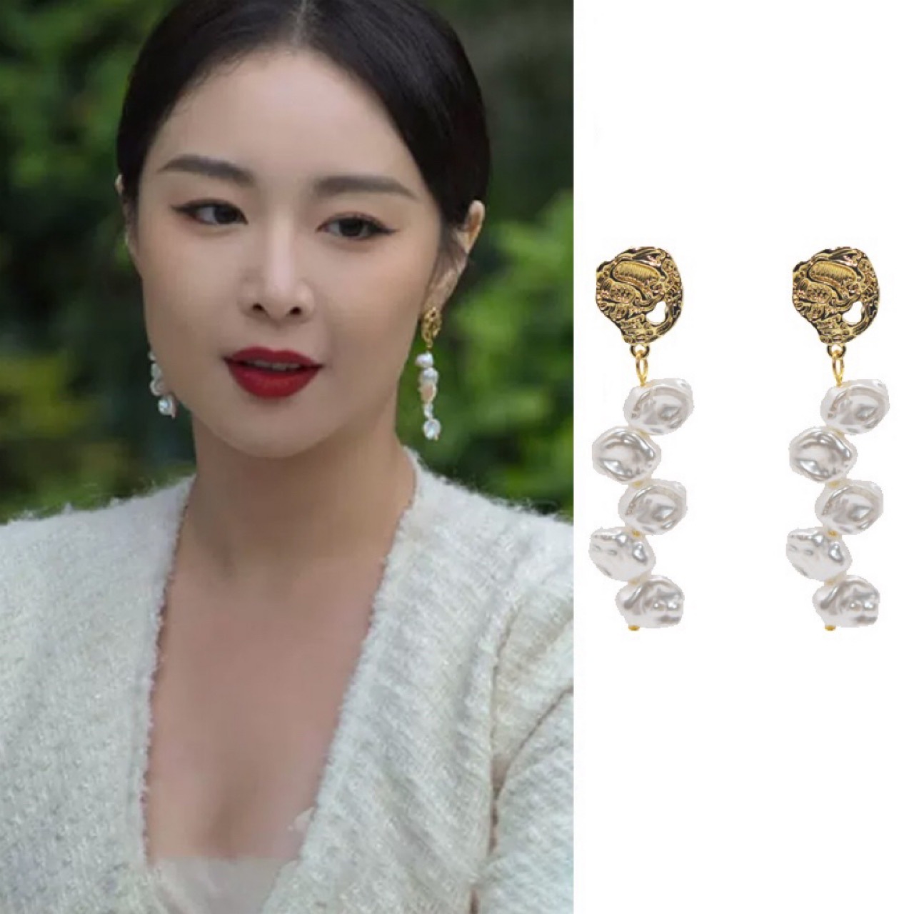 Natural Silver-Gray True Akoya Petal Pearl Earrings Elegant Style