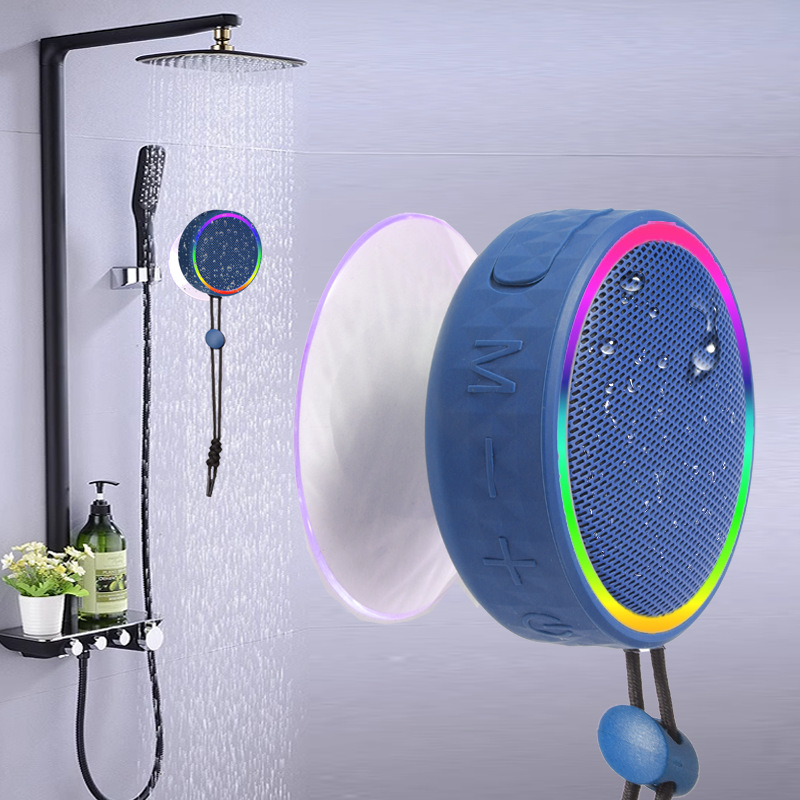 Cyboris New Portable Bathroom Waterproof Suction Cup Magnetic Bluetooth Speaker LED Color Light New Speaker