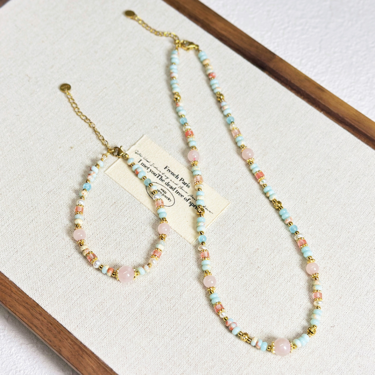 Colorful Beaded Natural Stone Freshwater Pearl Necklace Exquisite Collarbone Chain Necklace Women