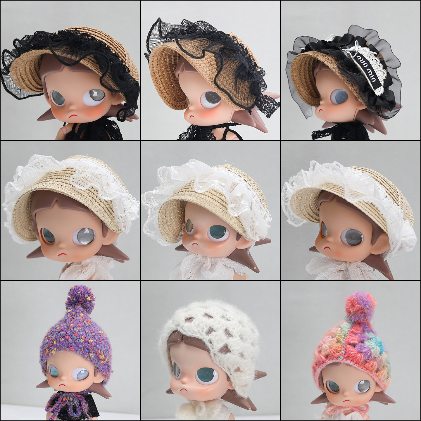 Gazi Sister Straw Hat zsiga BJD 1/8 BJD Bonnet Mini Hat Lolita Lace Headscarf Accessories