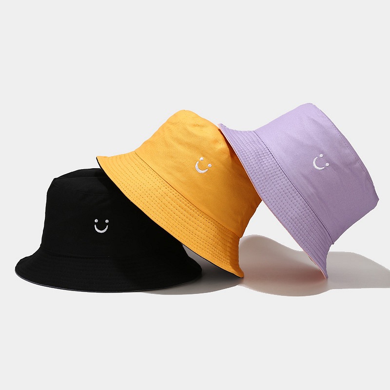 New Smiley Face Reversible Bucket Hat for Men and Women, Street Basin Cap, Travel Sun Hat, Couple Hat