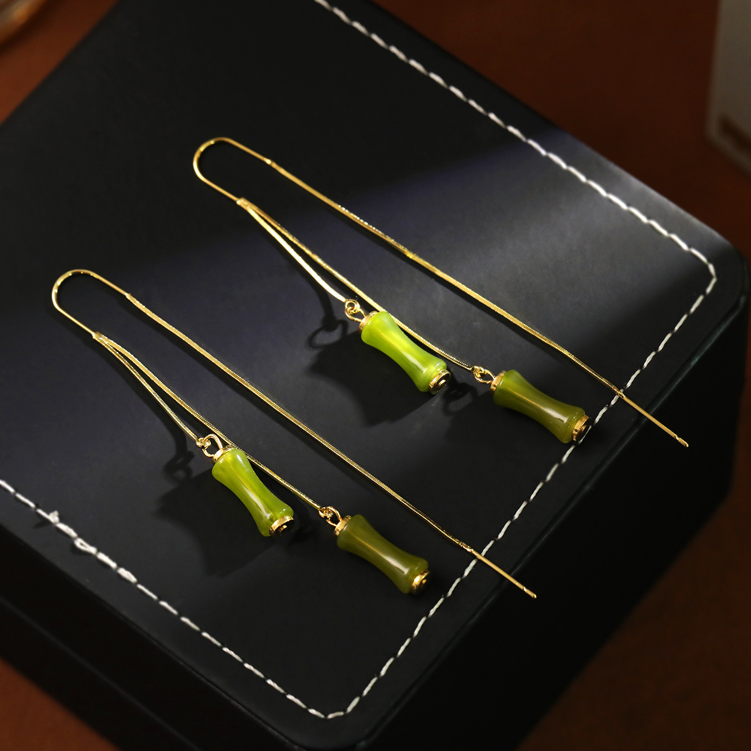 Rich Bamboo Tassel Earrings Chinese Style Classical Emerald Green Ethereal Ear Drops 2026 New Ear Accessories