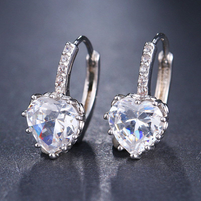 Heart-shaped zirconia earrings for women, simple, student, fresh, forest style FD24679717