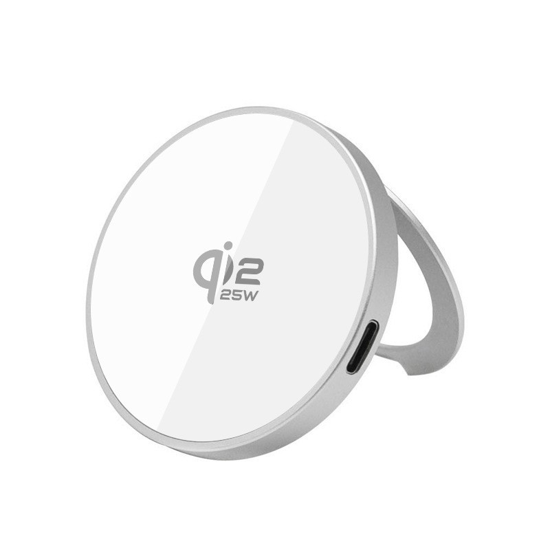 New QI2.2 Wireless Charging Round Aluminum Alloy Wireless Charger Magnetic Wireless Charging Stand 25W Wireless Charger