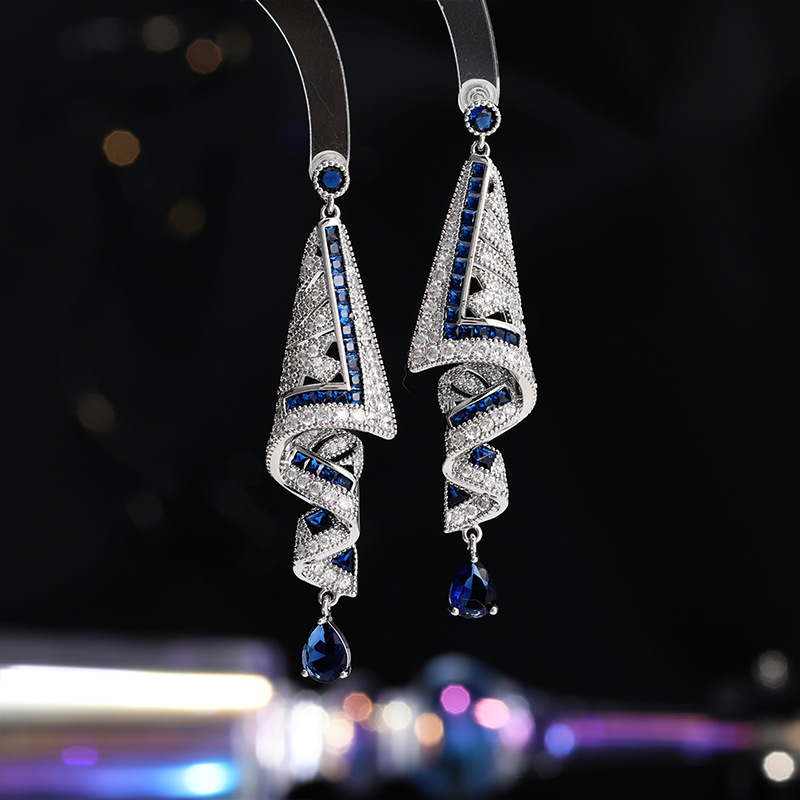 Heavy Craft Earrings Geometric Niche Ethnic Style Earrings s925 Silver Needle Earrings for Women