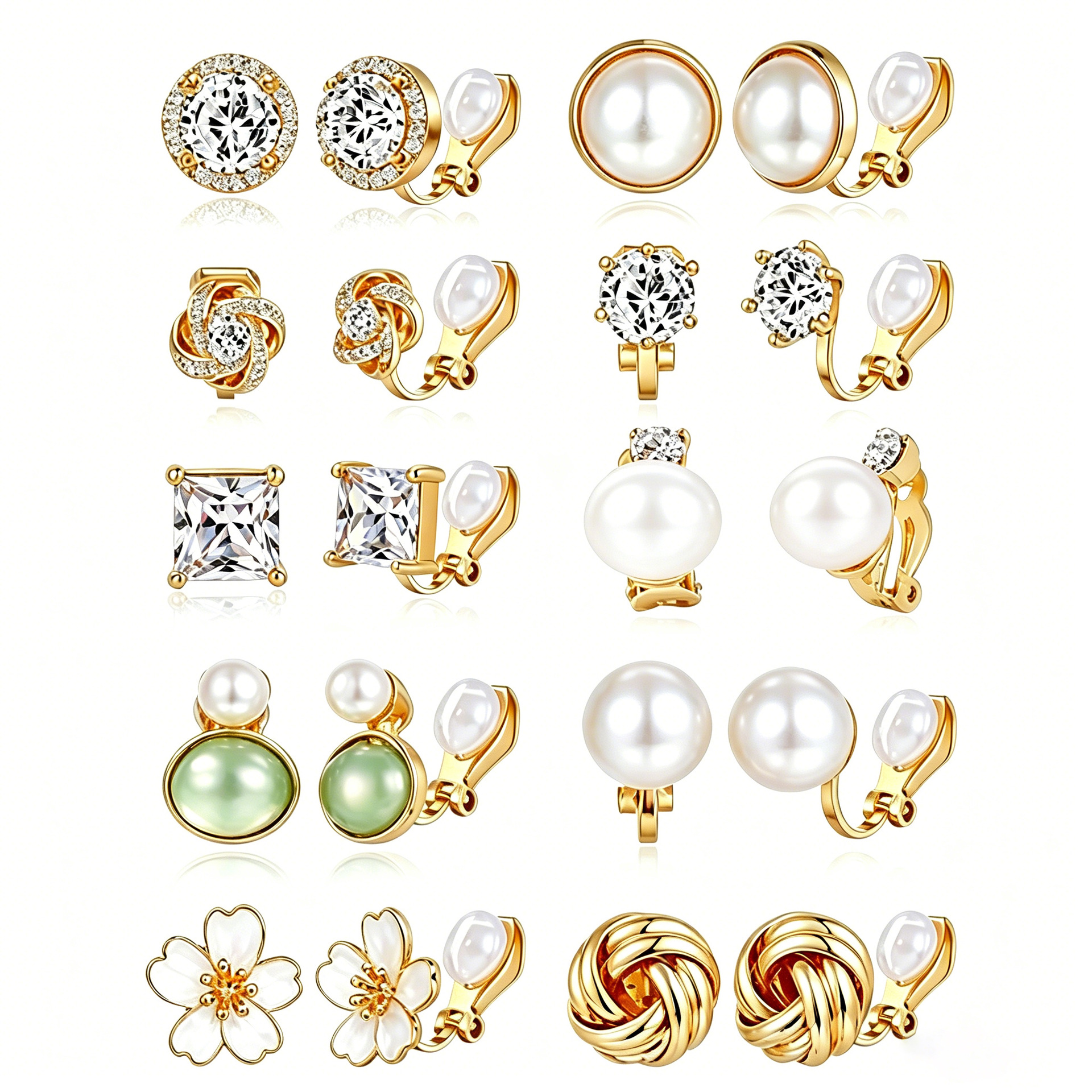 Earrings simple metal ear clips no piercing pearl ear clips
