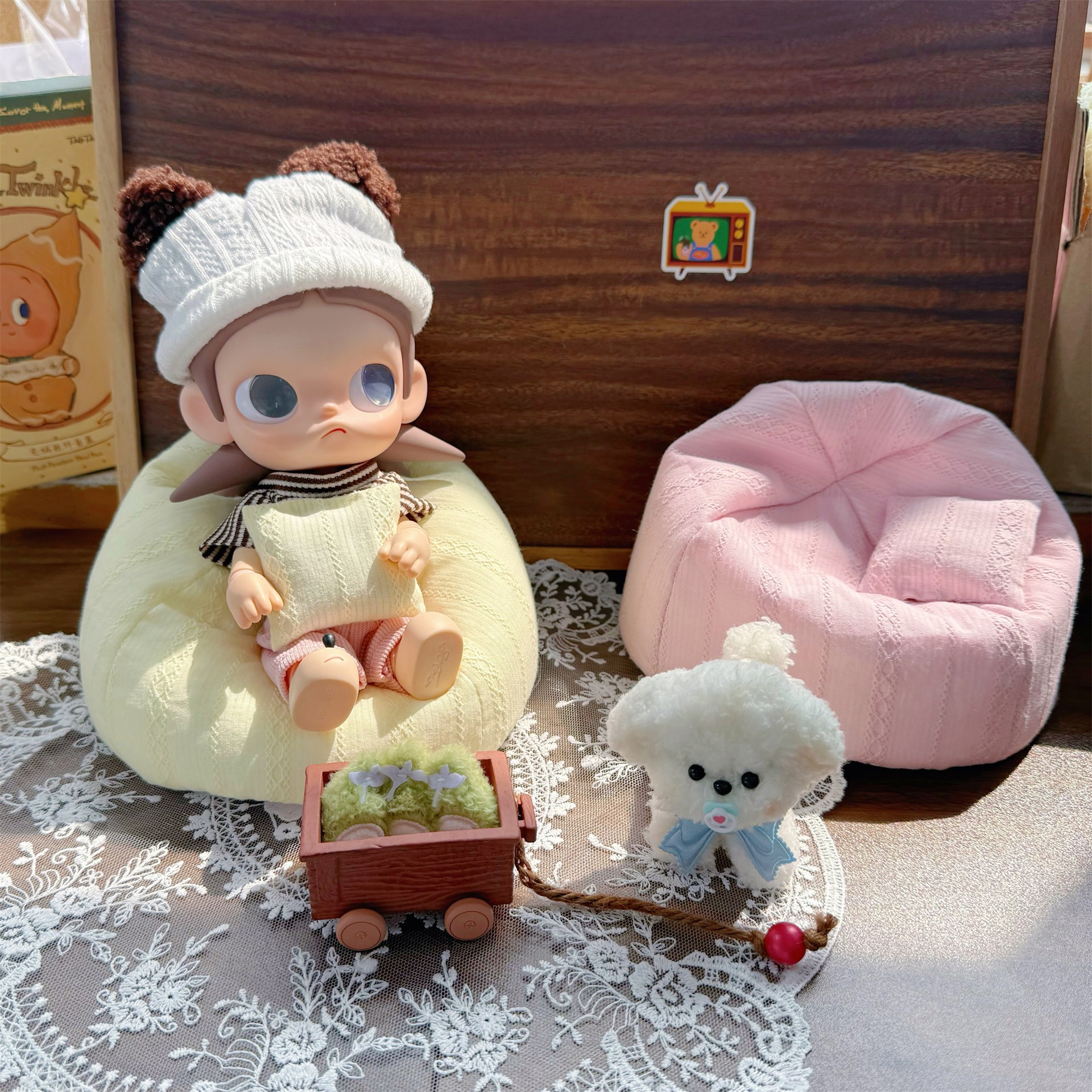 Zsiga 8/1 doll lazy sofa bjd 6-point 15cm 10cm plush doll sofa mini sofa bed pillow
