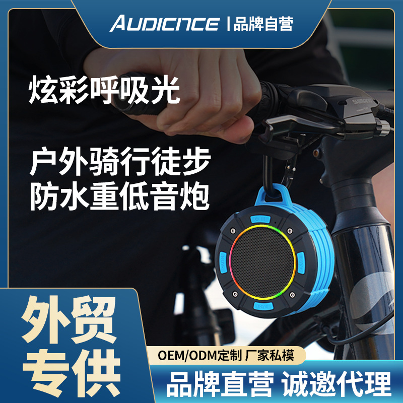 Audience Portable Speaker Outdoor Cycling Waterproof Wireless Dynamic Breathing Light High Power Heavy Bass Subwoofer