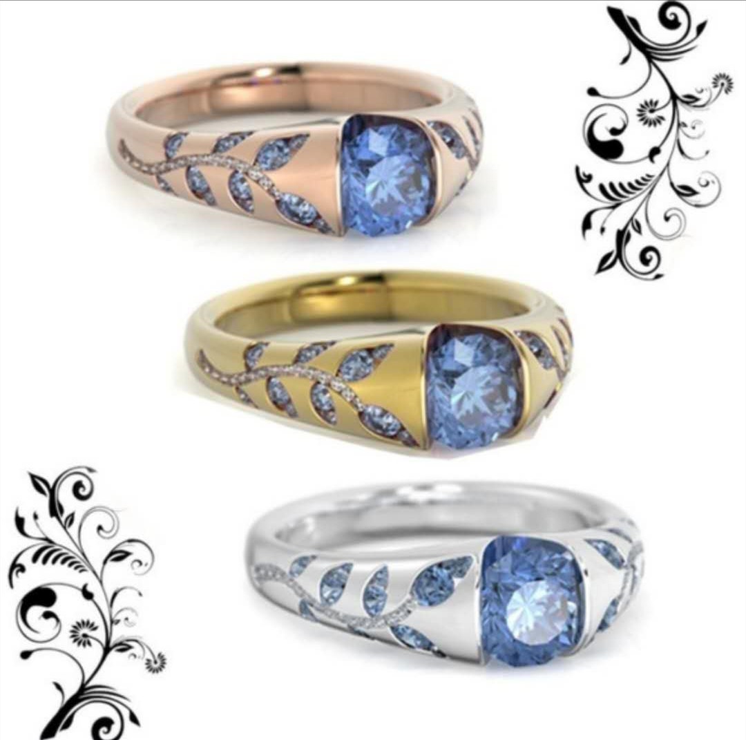 Independent Station Multicolor Exquisite Leaf Inlaid Gemstone Ring Exclusive Supply
