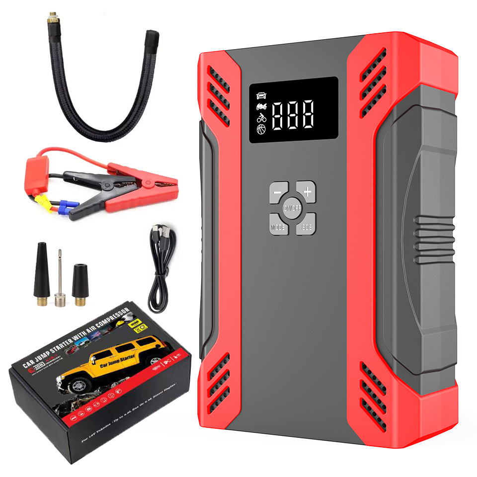 New Multifunctional 12V Car Portable Emergency Start Power Bank Mobile Power Wireless Inflator Pump All-in-One