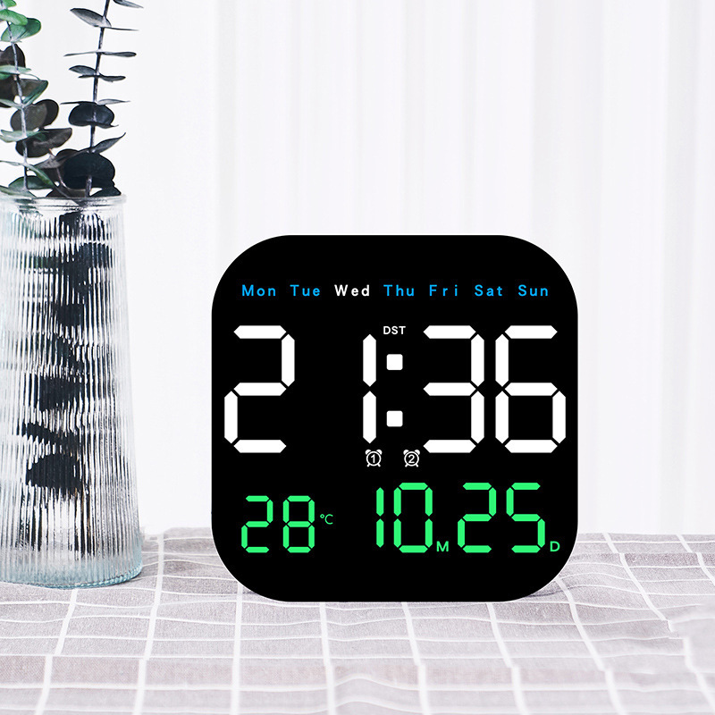 Cross-Border New Multifunctional Clock LED Electronic Clock Living Room Fresh Wall Clock Hanging and Standing Two-Use Clock 6650