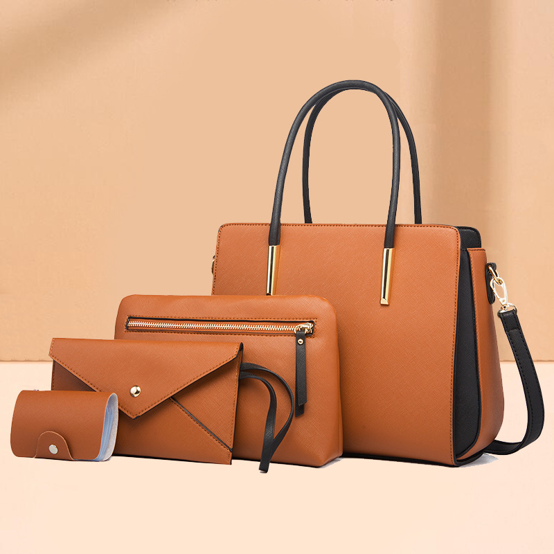Bag women 2026 new women's bag color-block four-piece set mother-child bag fresh crossbody shoulder bag handbag