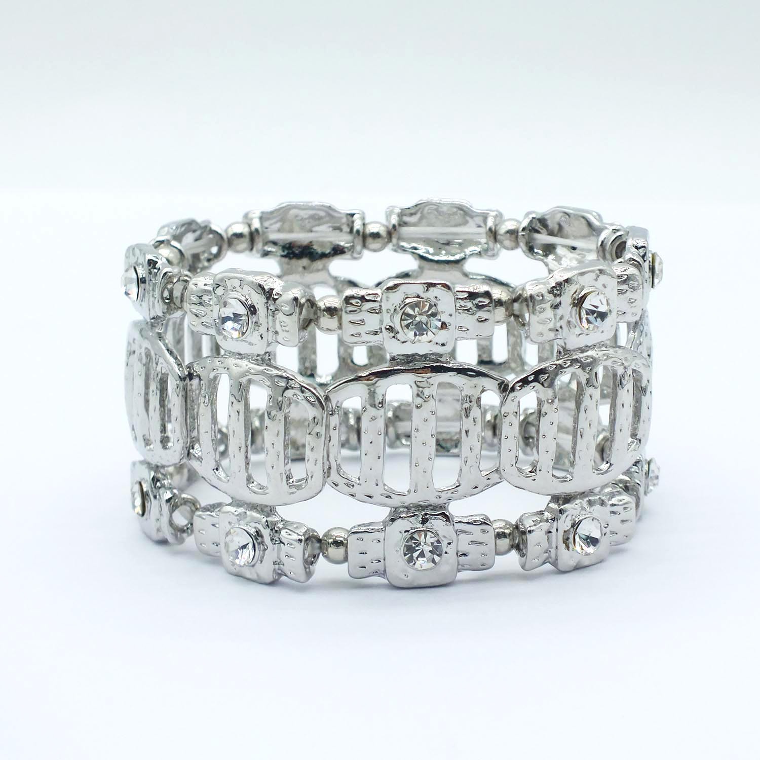 B225 Accessories Mixed Batch Silver Bracelet Rhinestone Geometric Elastic Bracelet