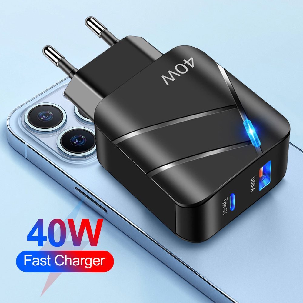 40W PD+QC3.0 Compatible with iPhone 14 Fast Charging PD Charger Travel Charger Fast Charging Phone Charger