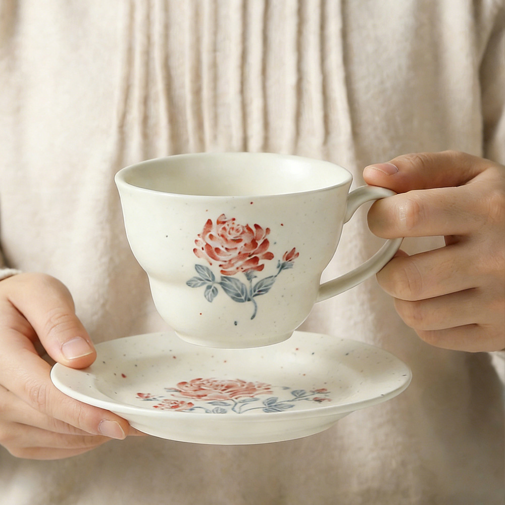 Niche coffee cup saucer set latte art afternoon tea gift vintage water cup