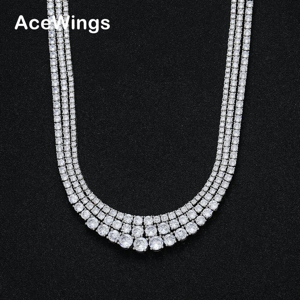 Gradual size zircon tennis necklace new chain hip-hop multi-size men's women's neck accessory