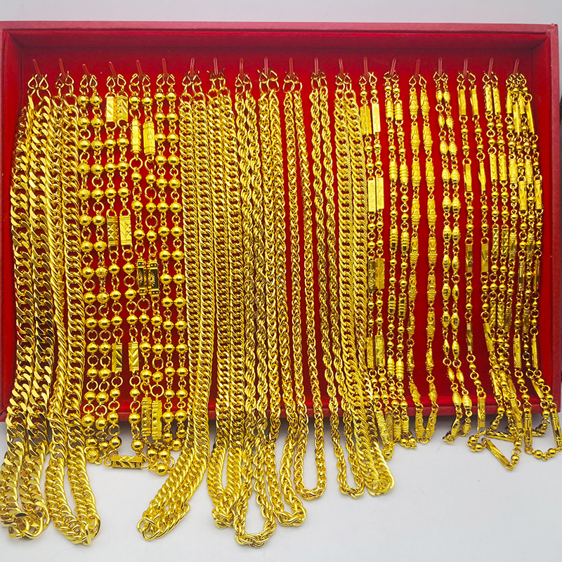 18K gold-plated necklace for men, bold live-streaming gold chain, imitation gold men's neck chain market