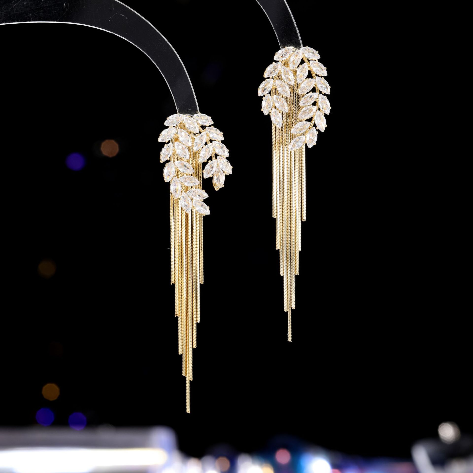 Wheat Earrings for Women Long Tassel Two-Way Wear s925 Silver Needle Zircon Earrings