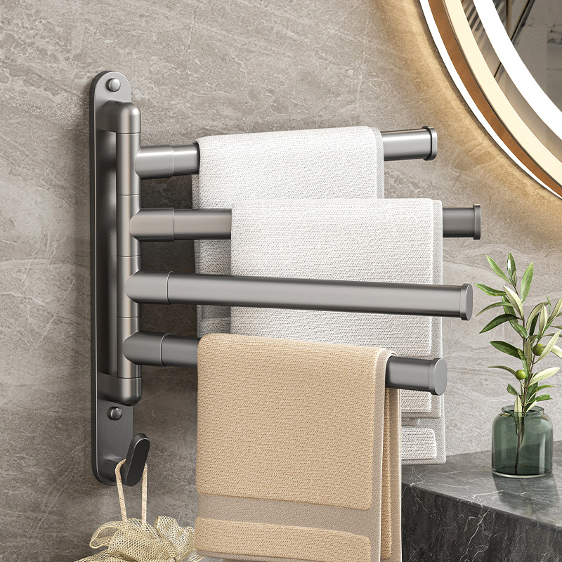 hanging rack towel rod rotating type drilling bathroom rack towel storage rack towel rack bathroom factory direct