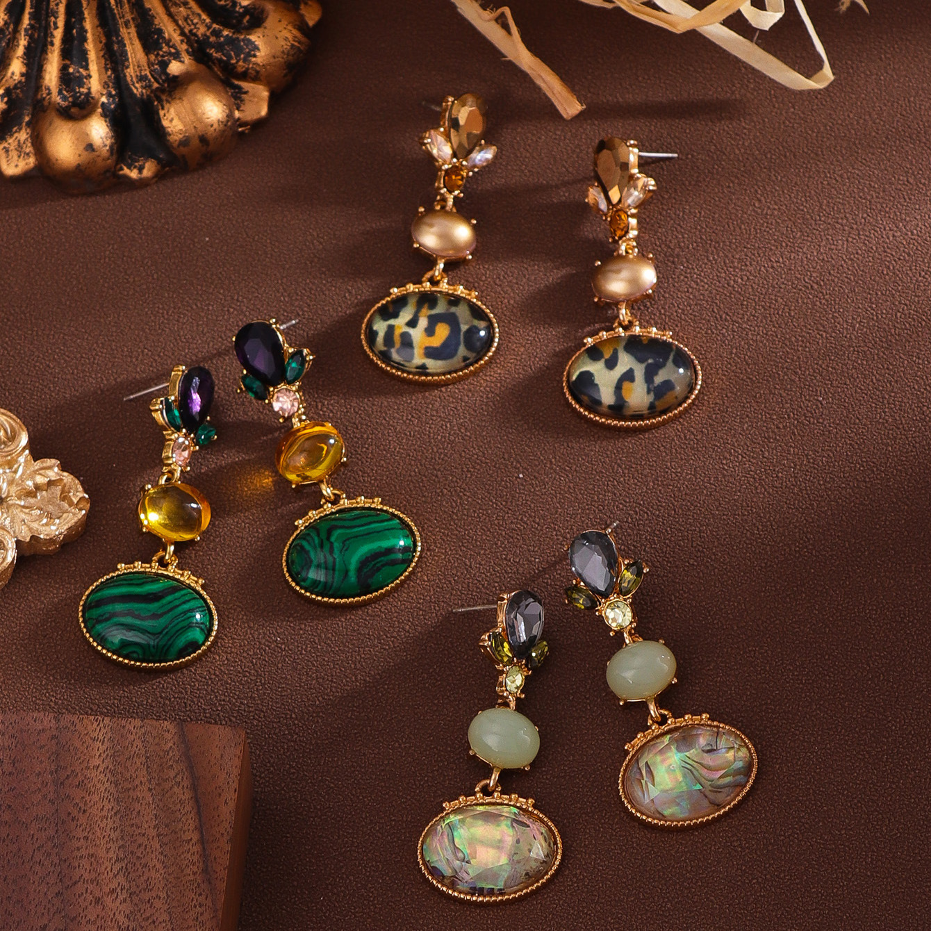 Original Design Wind Accessories Vintage Style Gemstone Earrings Women