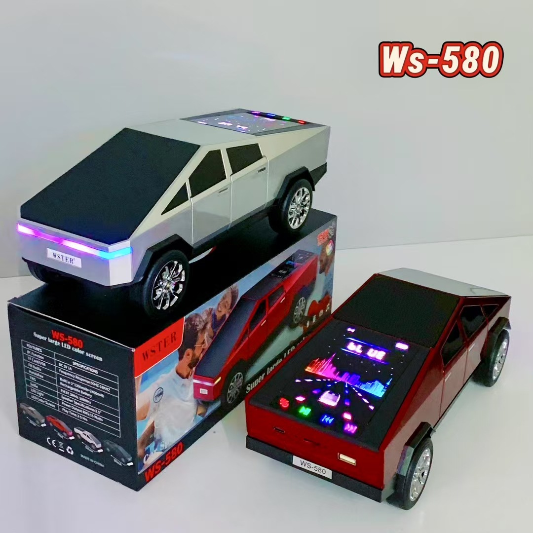 WS580 Tesla car model Bluetooth speaker heavy bass wireless audio gift speaker dynamic color screen