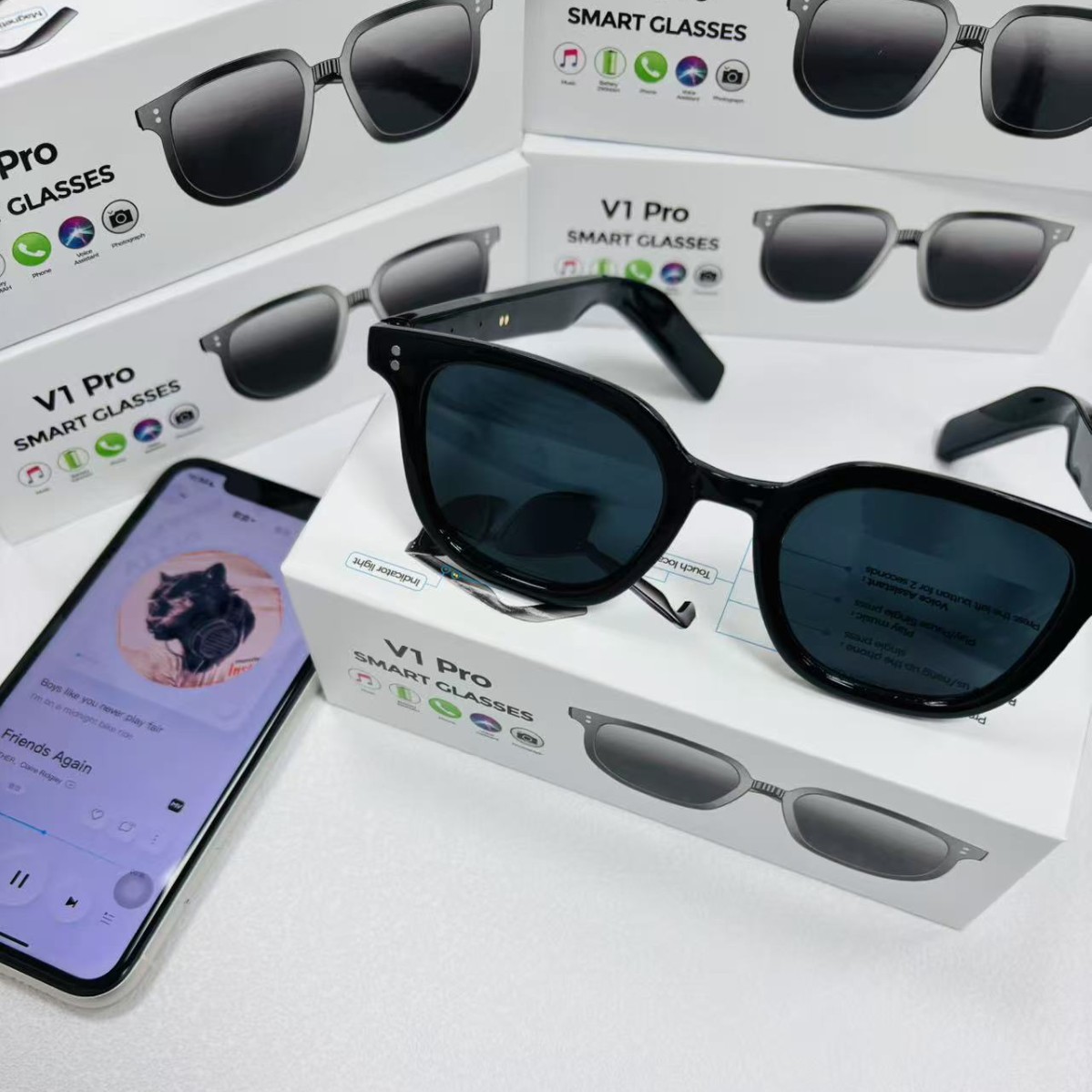 V1Pro Smart Glasses Outdoor Sports Sunglasses Bluetooth Voice Call Music Polarized Glasses