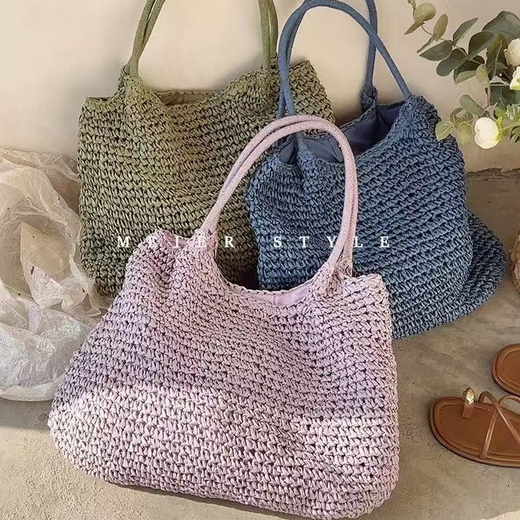2025 spring and summer new straw bag women's simple handbag vacation shoulder bag women's bag