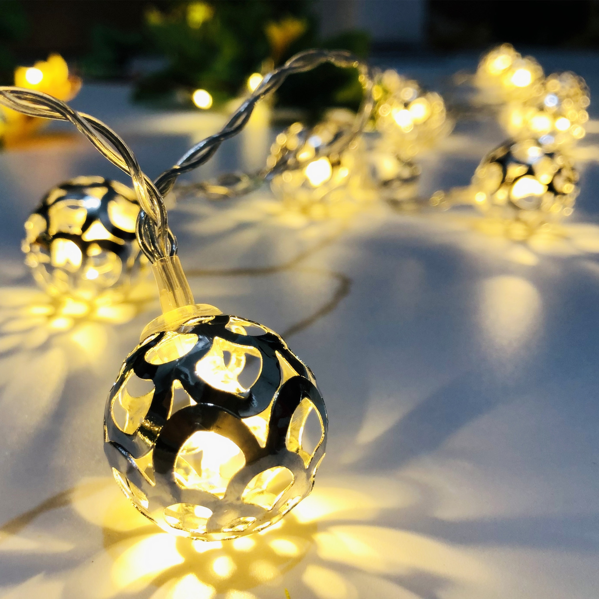 LED Moroccan Pattern Round Ball Light String Christmas Halloween Thanksgiving Room Courtyard Festival Decorative Lights