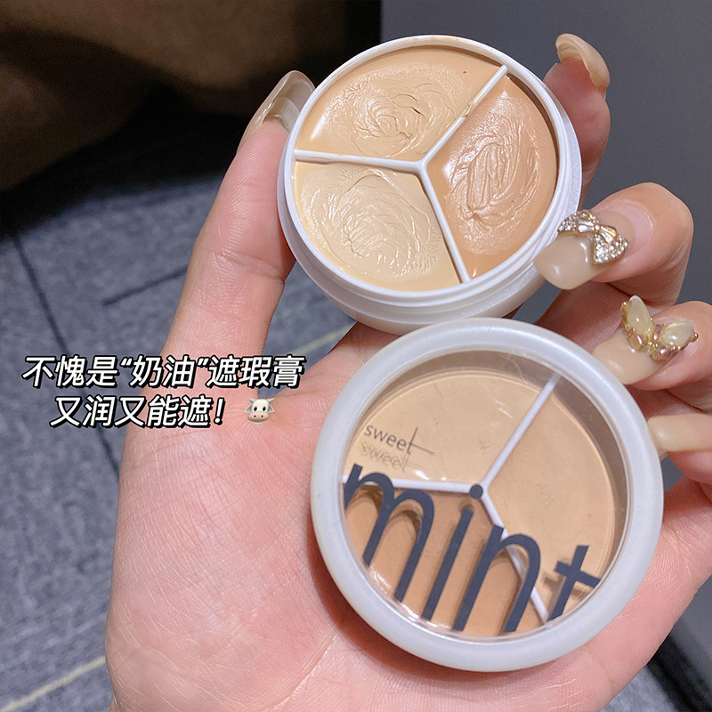 Sweet Mint Three-Color Concealer Cover Spots Acne Marks Dark Circles Tear Trough Contour Foundation Cream