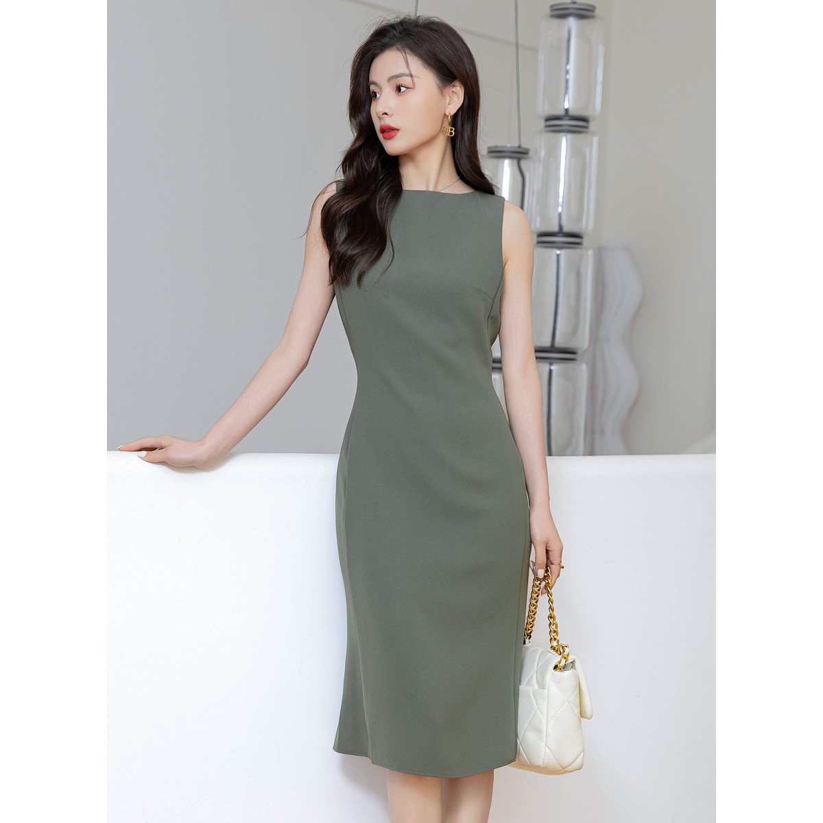 The*ry counter three-acetate dress summer new sleeveless fishtail skirt dress