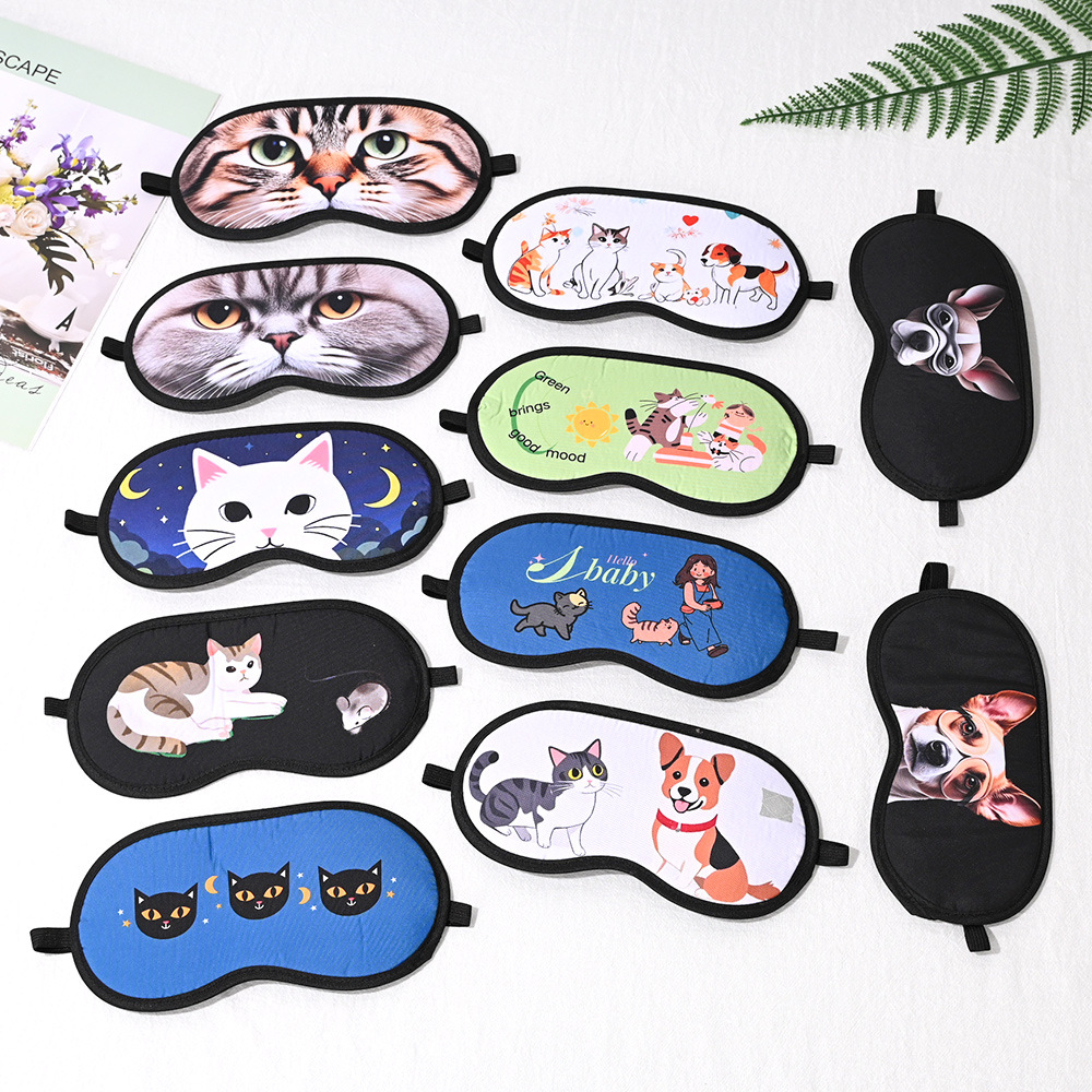 Cartoon text expression cold and hot compress sleep eye mask, lunch break light-blocking, air travel goods eye care